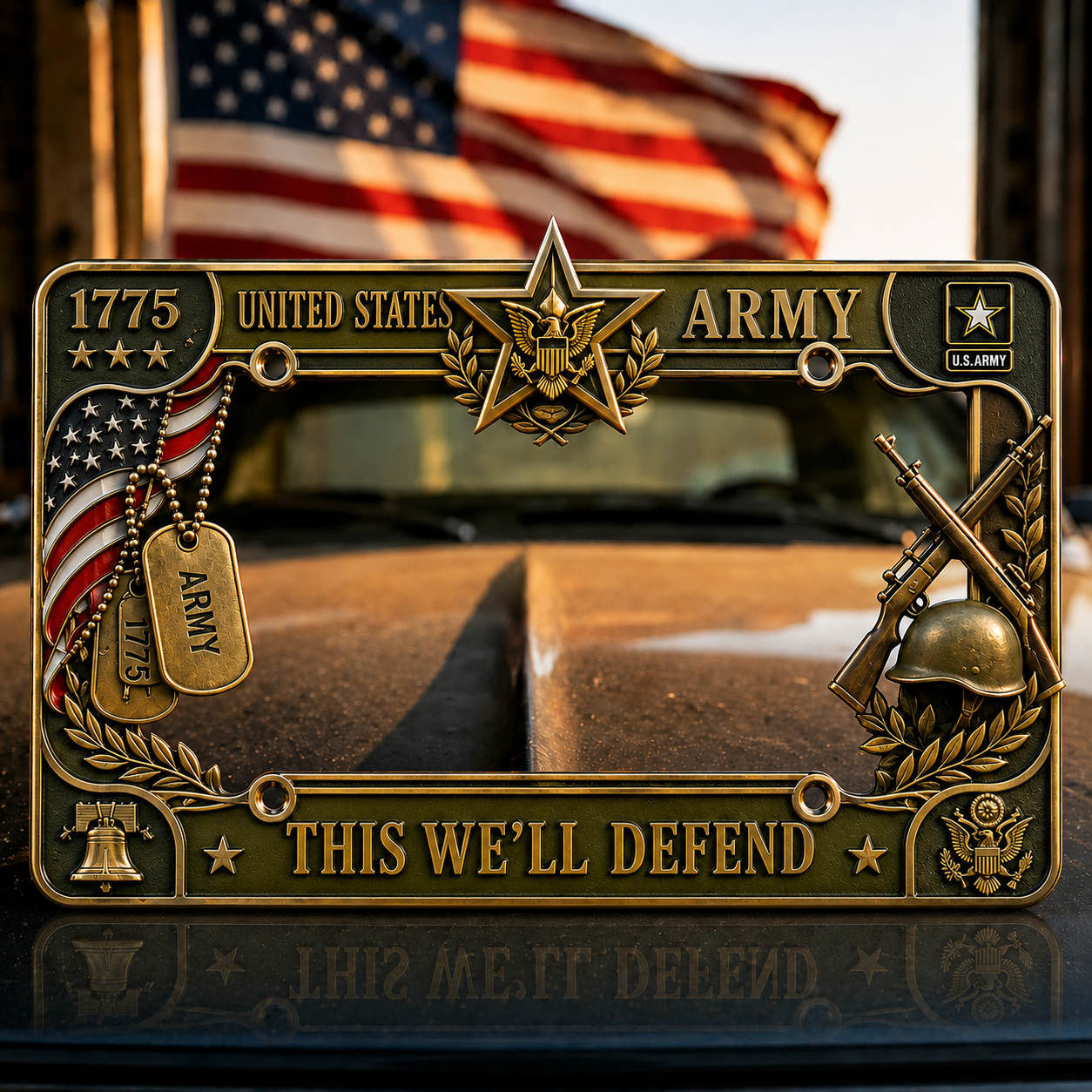 Military Branch Tribute License Plate Frame – Army, Navy, Air Force, Marines & Coast Guard