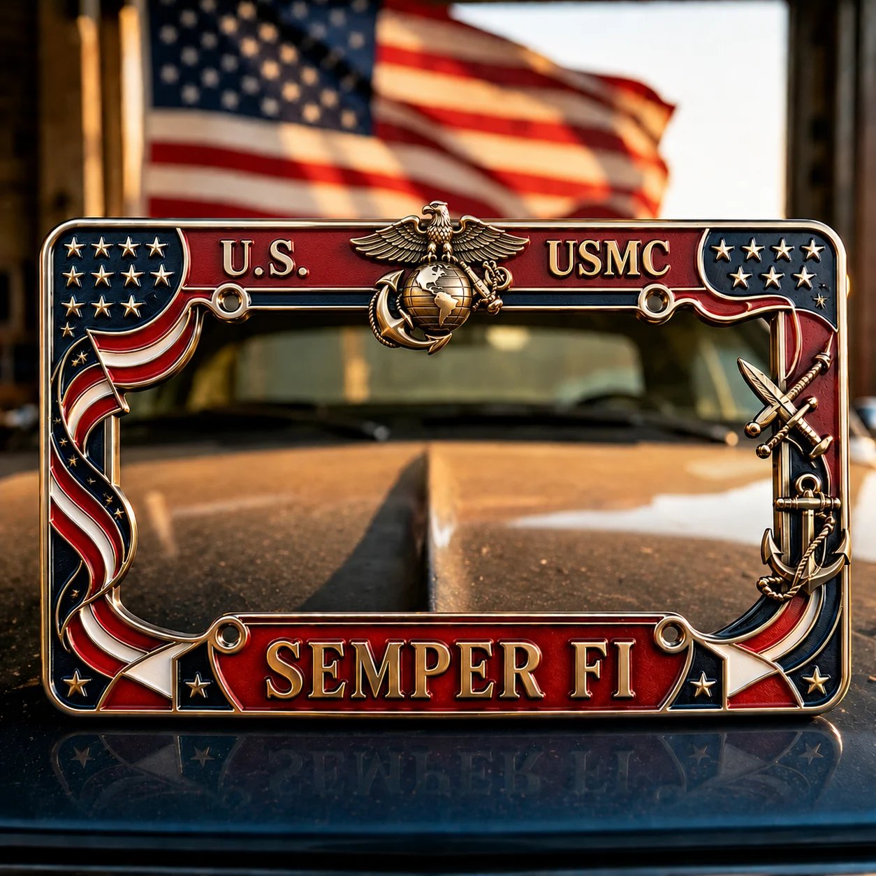 Military Branch Tribute License Plate Frame – Army, Navy, Air Force, Marines & Coast Guard