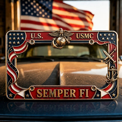 Military Branch Tribute License Plate Frame – Army, Navy, Air Force, Marines & Coast Guard