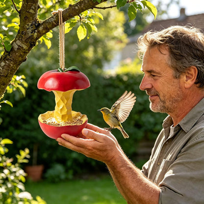 Fruit Shaped Hanging Bird Feeder - Decorative Wild Bird Feeder for Garden, Patio & Backyard