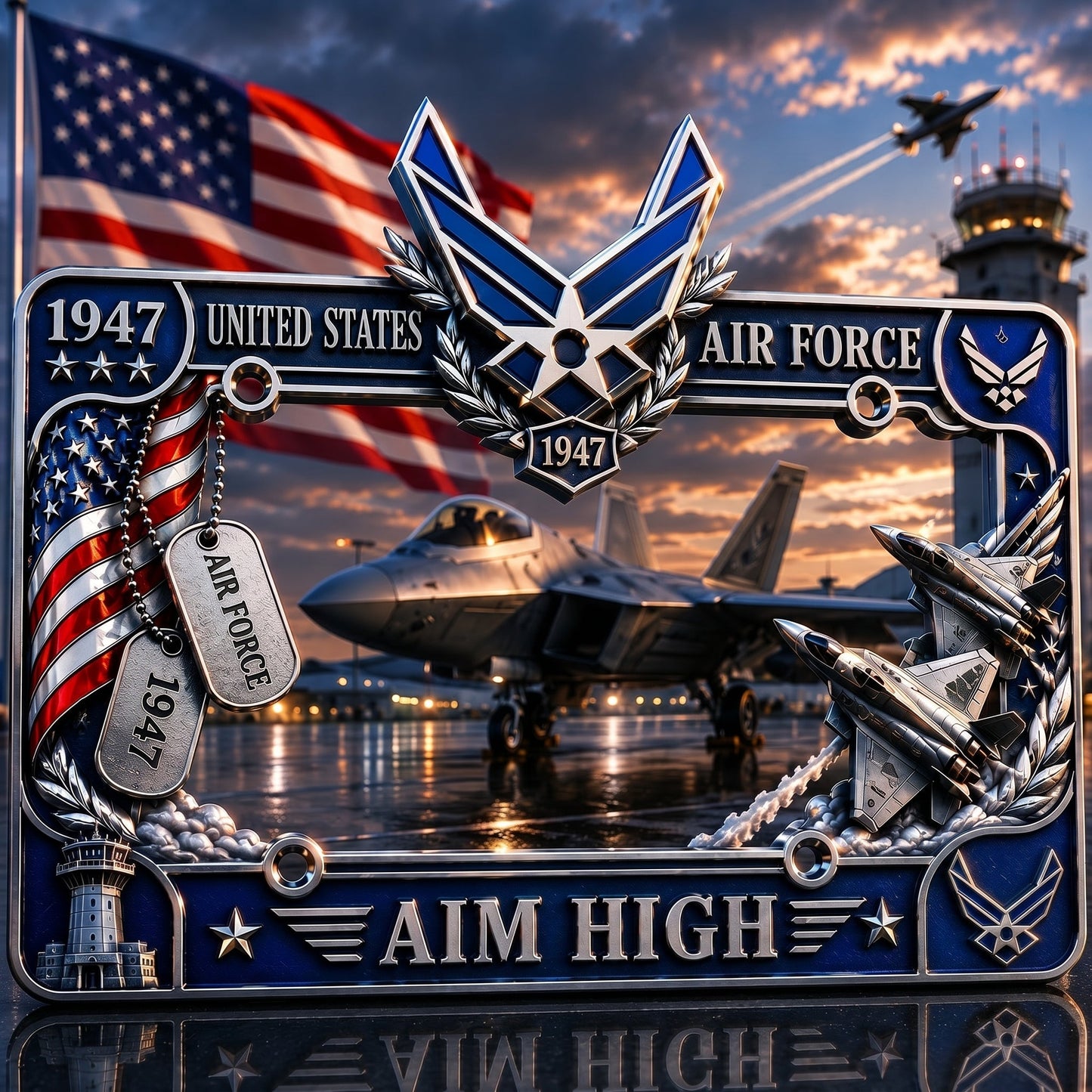 Military Branch Tribute License Plate Frame – Army, Navy, Air Force, Marines & Coast Guard