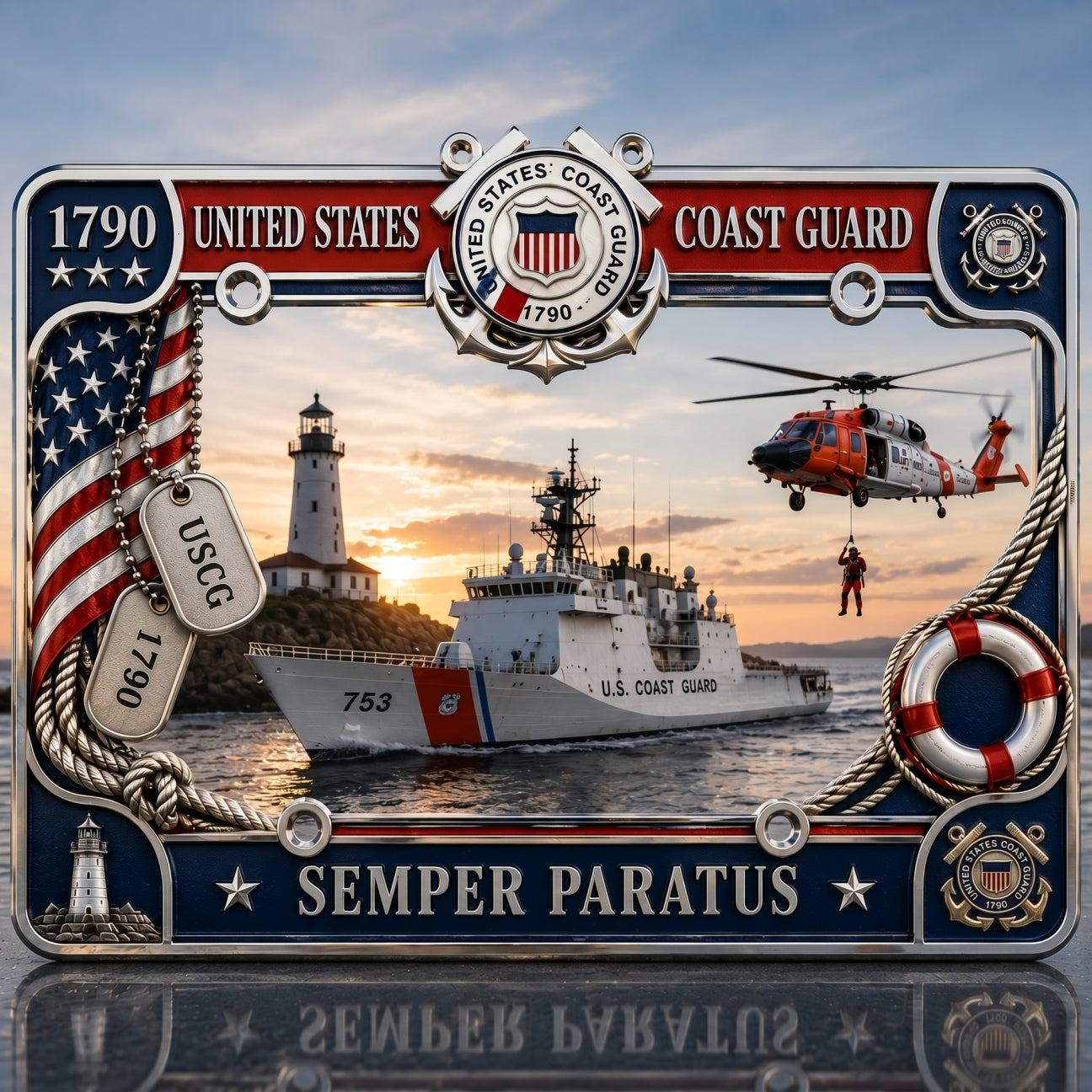 Military Branch Tribute License Plate Frame – Army, Navy, Air Force, Marines & Coast Guard