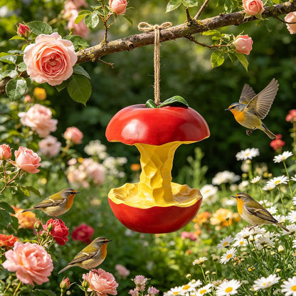 Fruit Shaped Hanging Bird Feeder - Decorative Wild Bird Feeder for Garden, Patio & Backyard