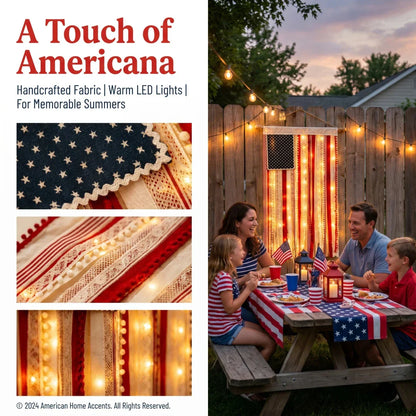 50% OFF🔥4 x 2.3 Ft Lighted Rag American Flag Banner - 🎆 USA 250th Celebration