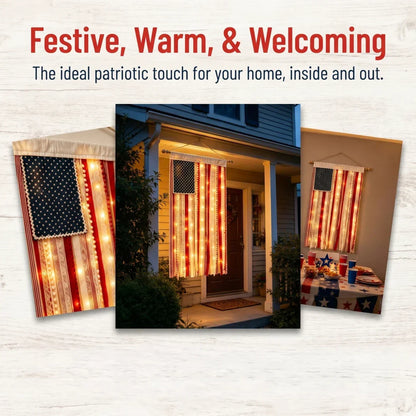 50% OFF🔥4 x 2.3 Ft Lighted Rag American Flag Banner - 🎆 USA 250th Celebration
