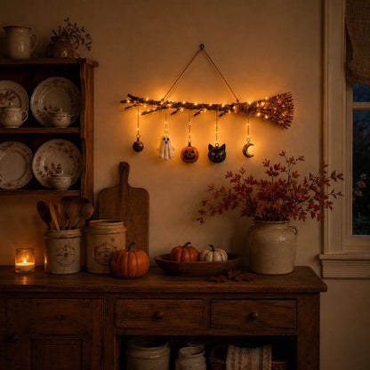 🔥 Limited-Time 50% OFF + Free Shipping 🍂 Lighted Fall Broom Wall Hanging – Cozy Halloween & Autumn Decor