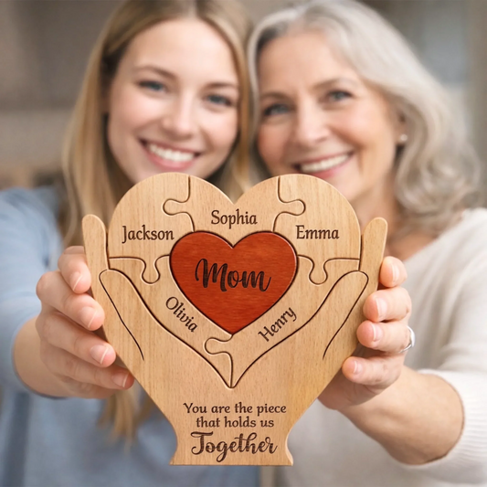 Custom Shaped Wooden Art Puzzle - Personalized Mother's Day Birthday Gifts For Mom, Grandma - Mom Love Never Fades