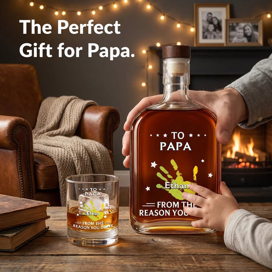 To My First And Forever Hero-Personalized Whiskey Bottle,Glass & Mug-Gift For Dad,Grandpa