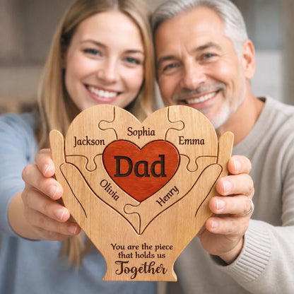 Custom Shaped Wooden Art Puzzle - Personalized Father's Day Birthday Gifts For Dad, Grandpa - Dad Love Never Fades