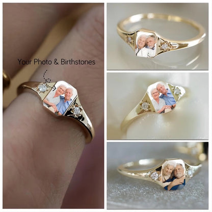 Personalized Upload Photo & Birthstone Ring (1)