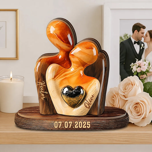 Custom Love Keepsake - Personalized Couple Plaque With Names & Date - Romantic Wedding Anniversary Gift For Wife Husband