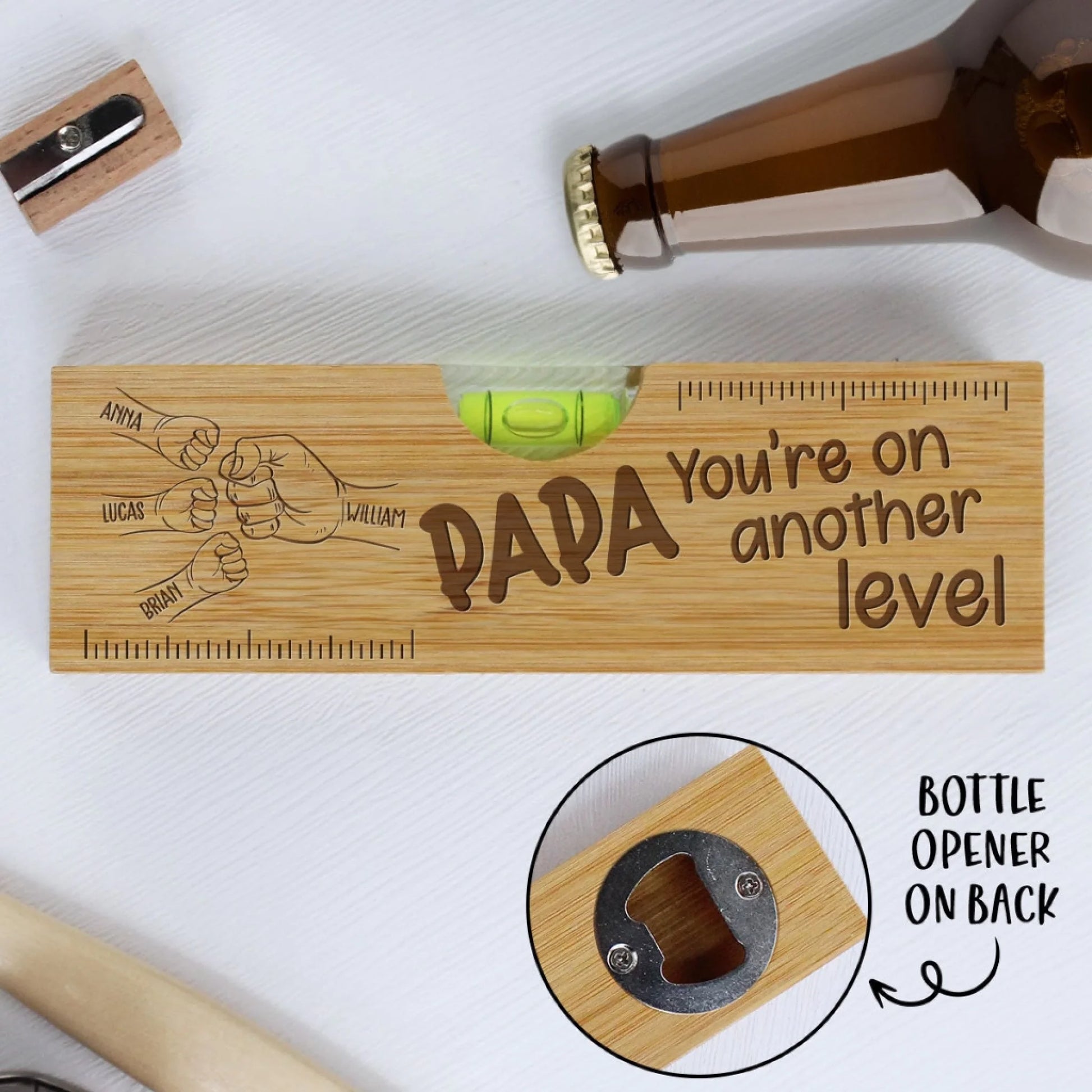 Papa Fist Bump - Personalized Custom Engraved Woode