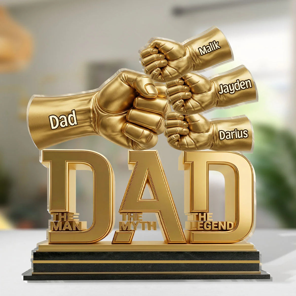 Custom DAD Plaque - Personalized The Man The Myth The Legend Fist Bump Sign, Father's Day Birthday Gifts For Dad From Son Daughter