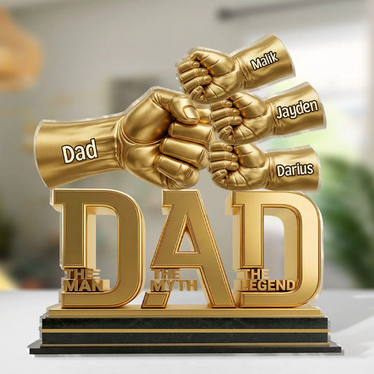 Custom DAD Plaque - Personalized The Man The Myth The Legend Fist Bump Sign, Father's Day Birthday Gifts For Dad From Son Daughter