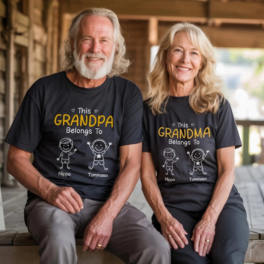 Custom Unisex T-Shirt, Sweatshirt - Personalized This Grandpa Belongs To Grandkids Name Gift For Grandpa Dad - Father's Day Birthday