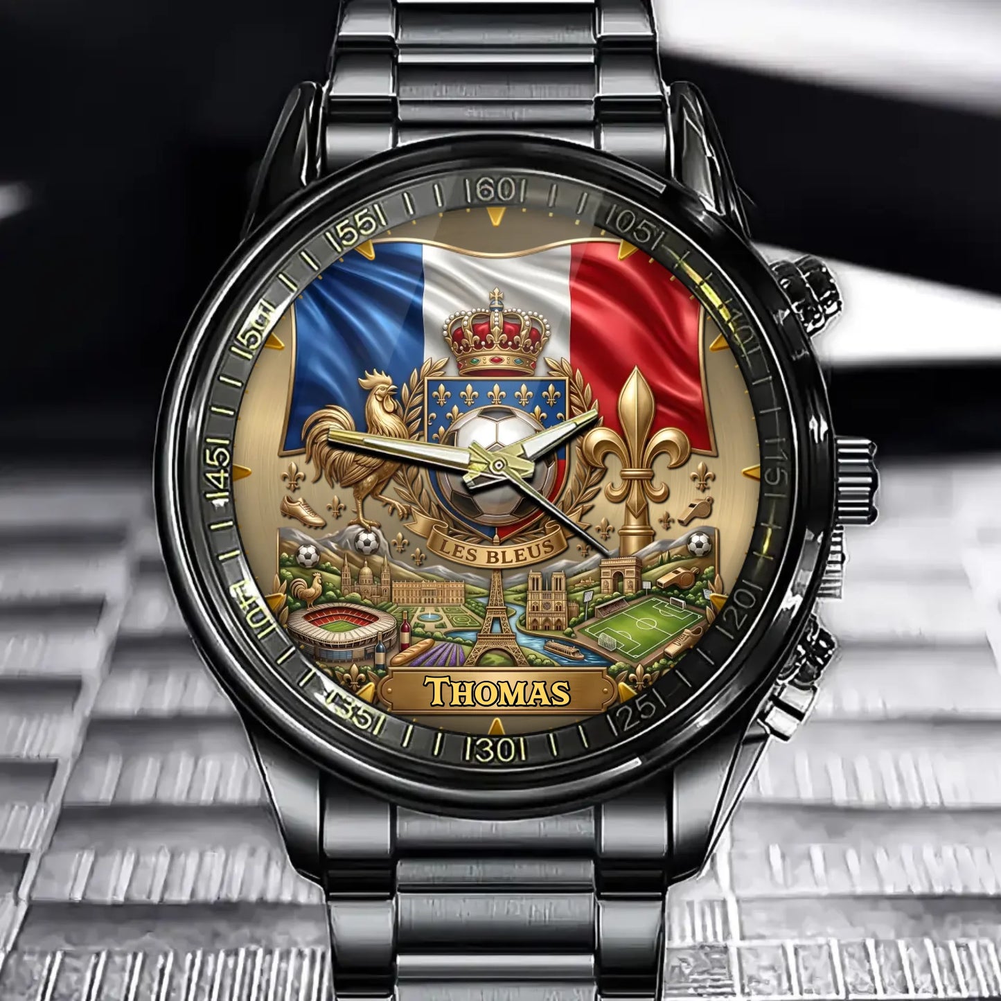 Personalized France Soccer Heritage Watch – Custom Name With Les Bleus Crest & French Flag