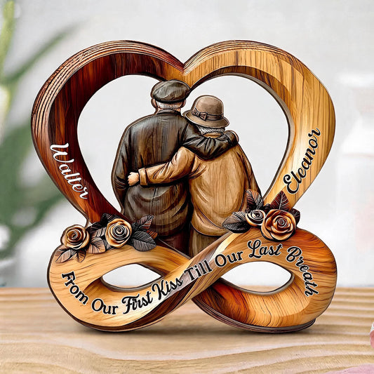 Custom Infinity Heart Decor - PersonalizedRomantic Keepsake For Husband And Wife -From Our First Kiss Till Our Last Breath