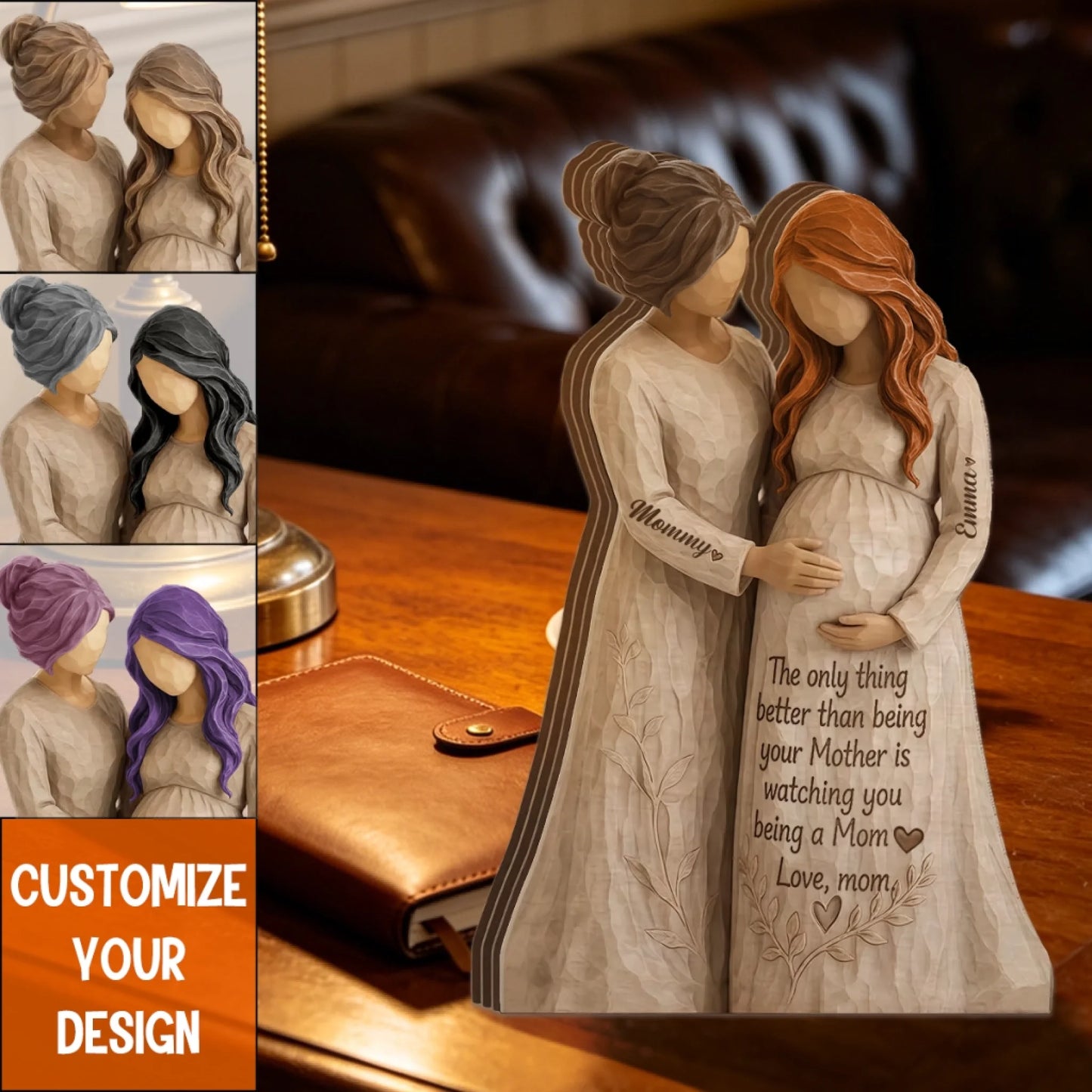 Personalized Pregnant Mom Figurine_ Mother Daughter Sculpt (1)