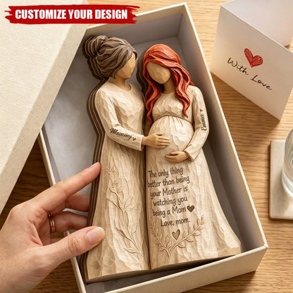 Personalized Pregnant Mom Figurine_ Mother Daughter Sculpt