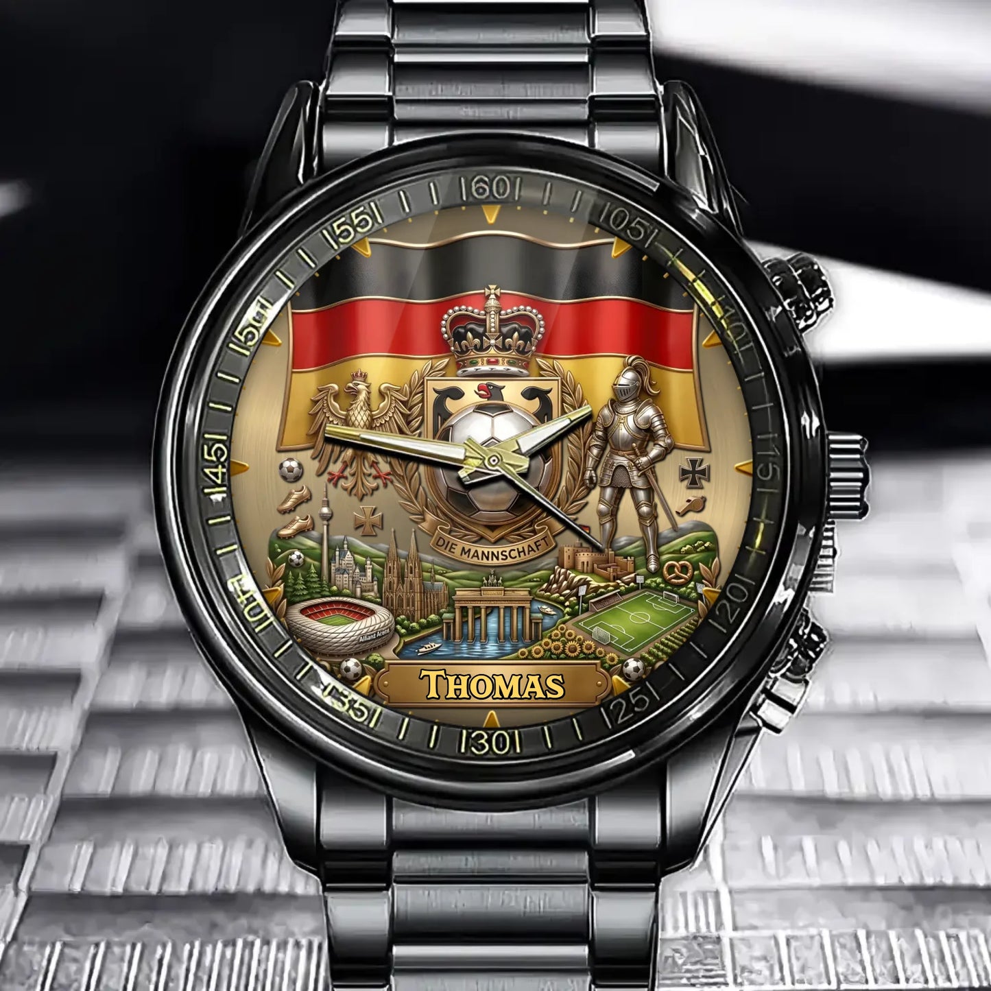 Personalized Germany Soccer Heritage Watch – Custom Name With Crest & German Flag