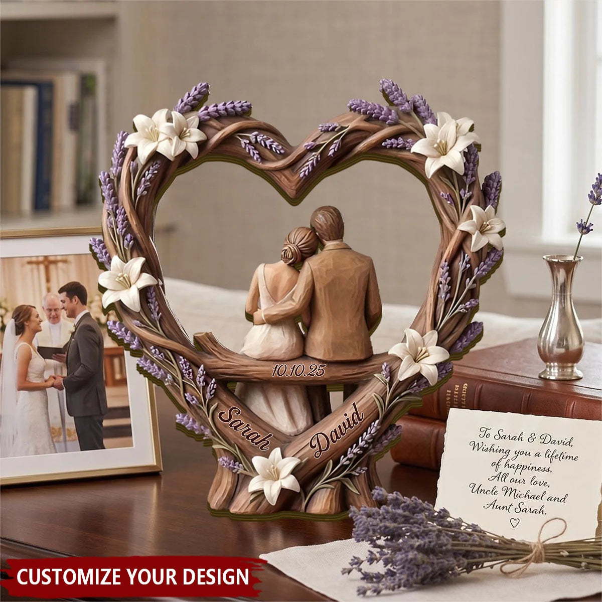 Custom Wooden Heart Plaque - Personalized Engagement Gift With Your Text