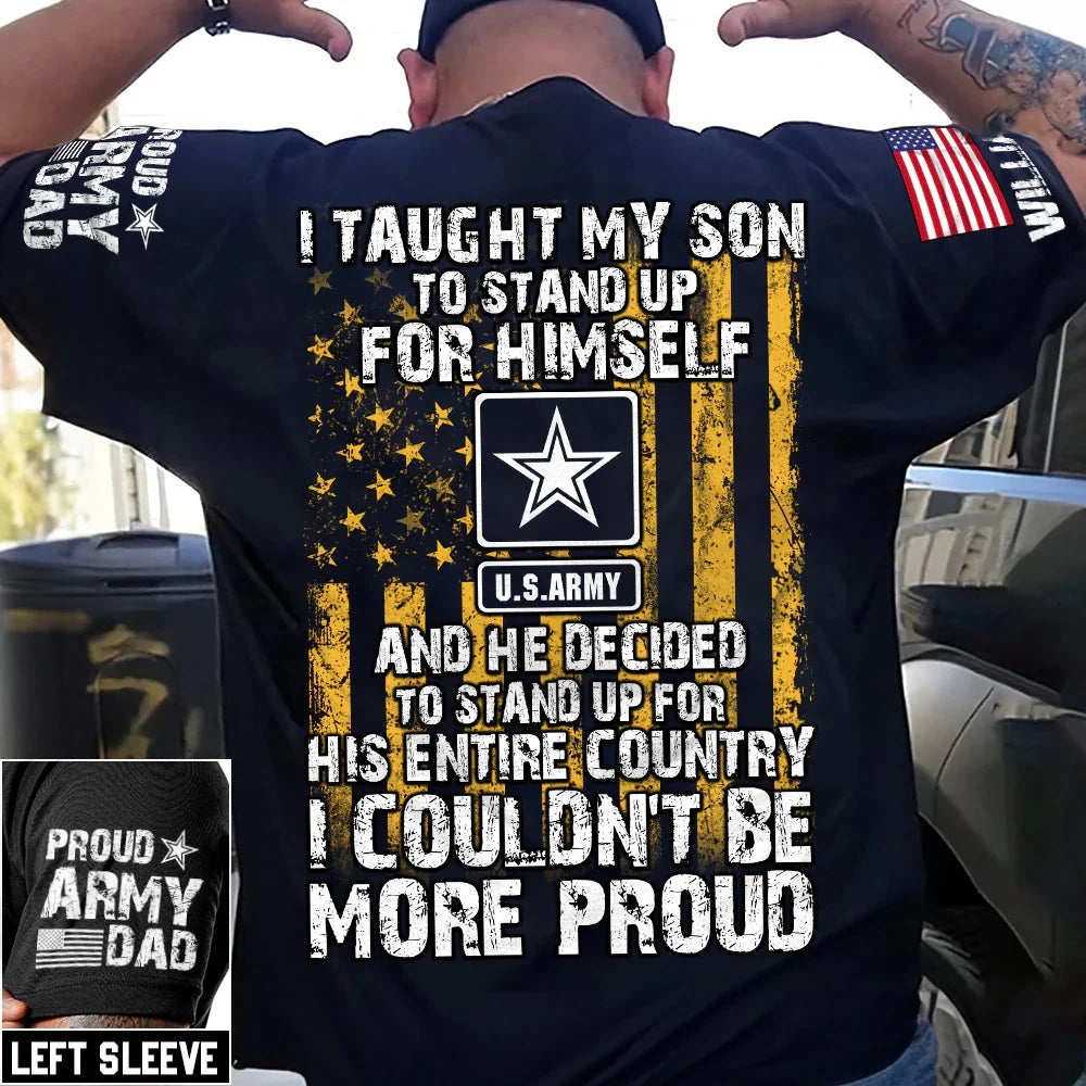 Custom Military Support Shirt - Personalized Proud To Stand Up For Country Shirt WithBranch Logo