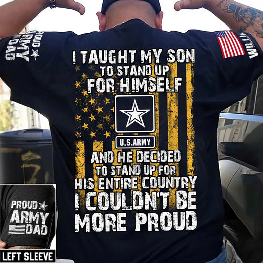 Custom Military Support Shirt - Personalized Proud To Stand Up For Country Shirt WithBranch Logo