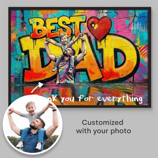 Custom Photo Poster - Personalized "Best Dad" Love Wall Art Gift From Daughter, Son
