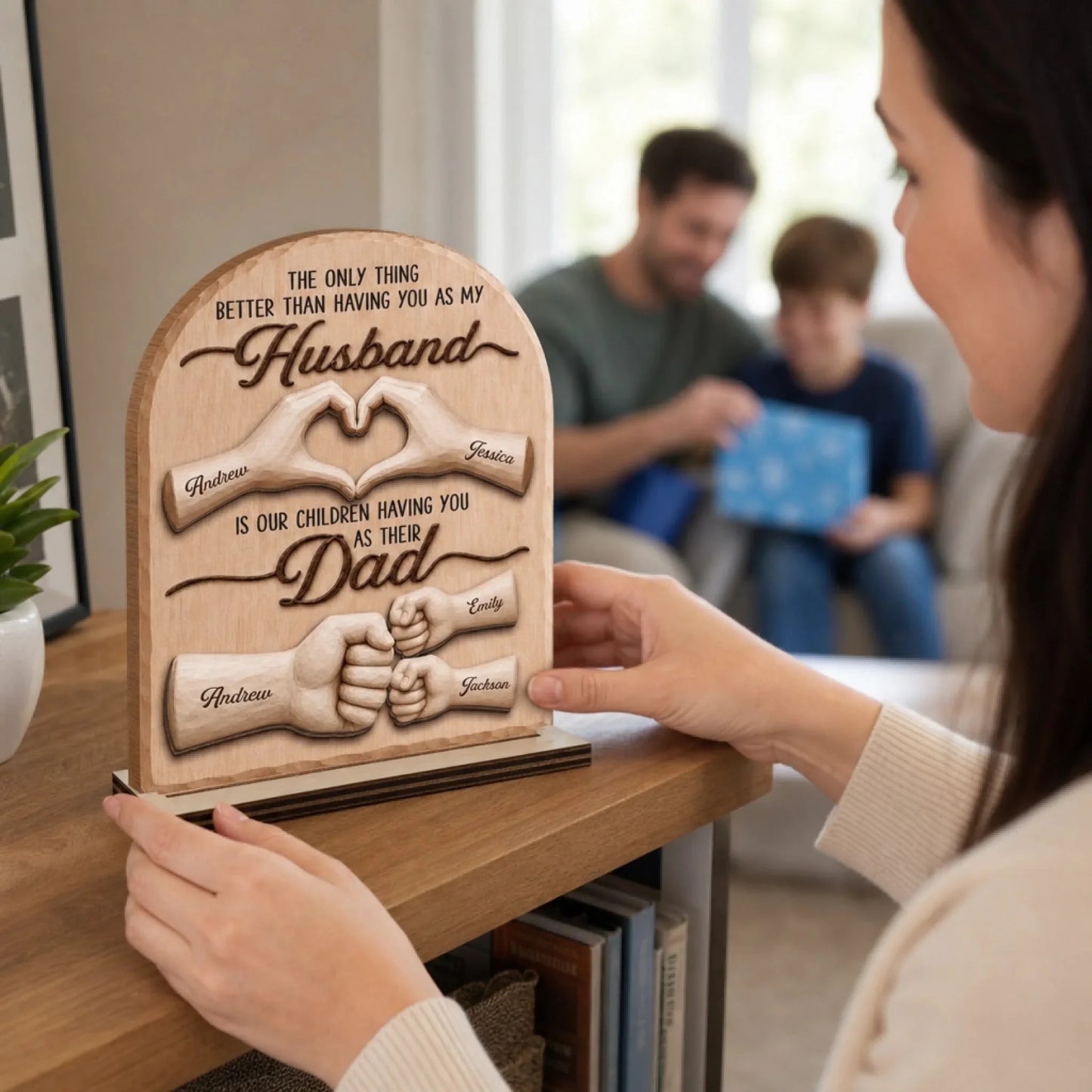 Custom Wooden Dad Plaque - Personalized Father's Day Gift - The Best Dad Our Family Could Ask For