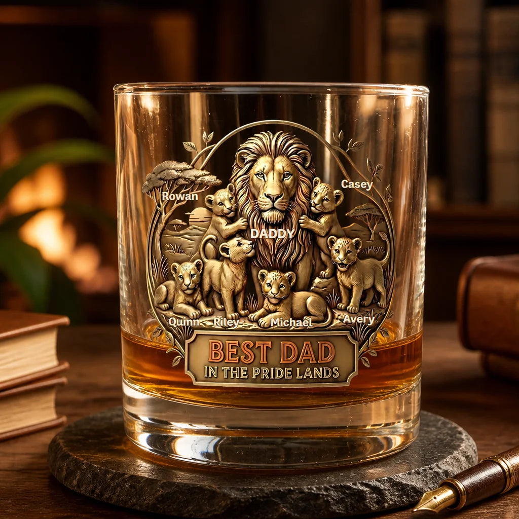 Custom Whiskey Glass & Bottle- Personalized Dad Gift - King Of Our Family
