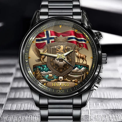Custom Norway Football Watch - Personalized Soccer Fan Gift For Dad, Husband, Son - Custom Name Edition
