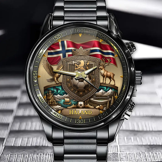Custom Norway Football Watch - Personalized Soccer Fan Gift For Dad, Husband, Son - Custom Name Edition