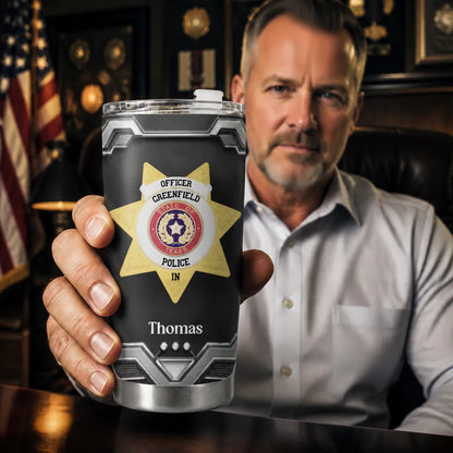 Custom Tumbler - Personalized Police Department Badge Gift For Officer