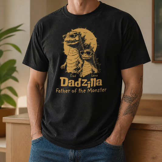 Custom Dadzilla Shirt - Personalized Dad & Kids Name Gift - Father Of The Monsters