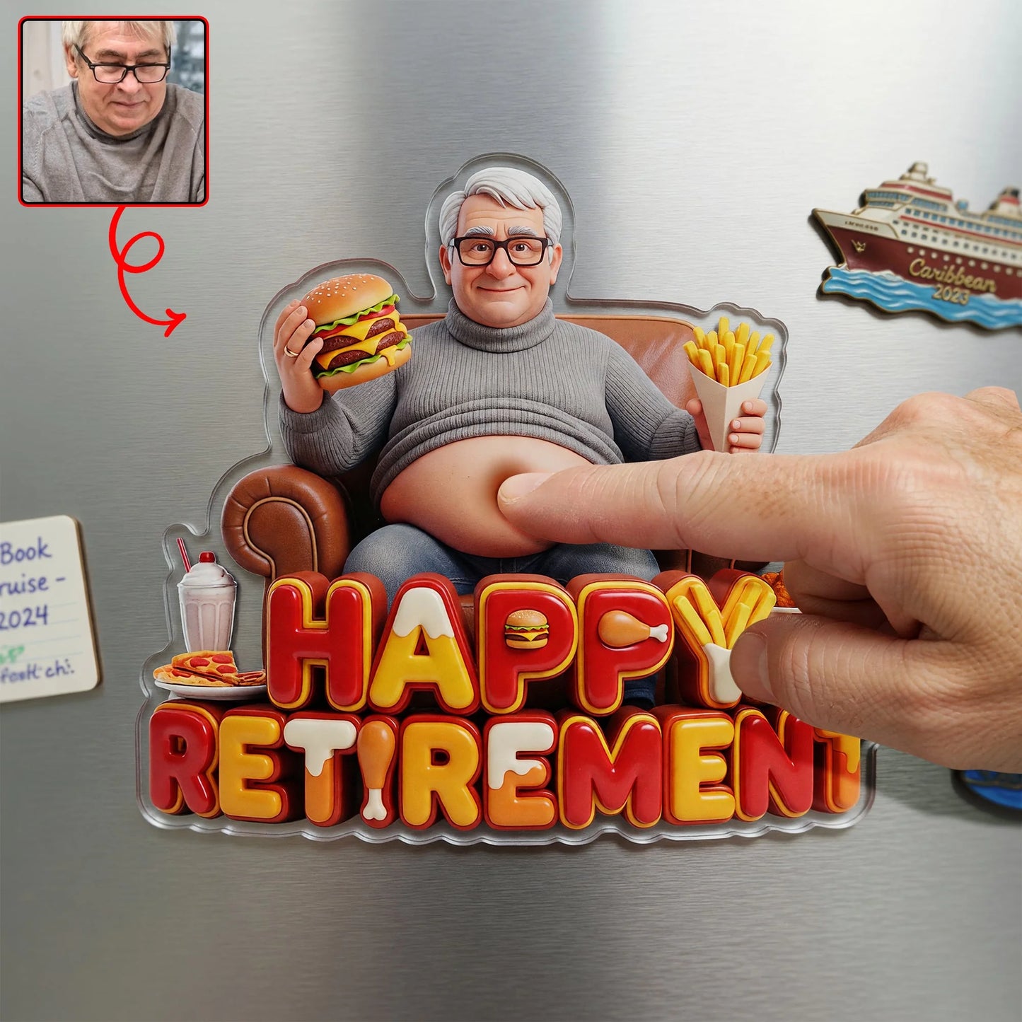Custom Photo Fridge Magnet - Personalized Funny Retirement Gift - Happy Retirement