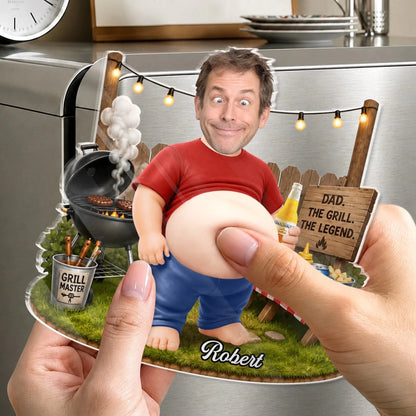 Custom Photo Dad Bod Fridge Magnet - Personalized Funny Gift For Dad