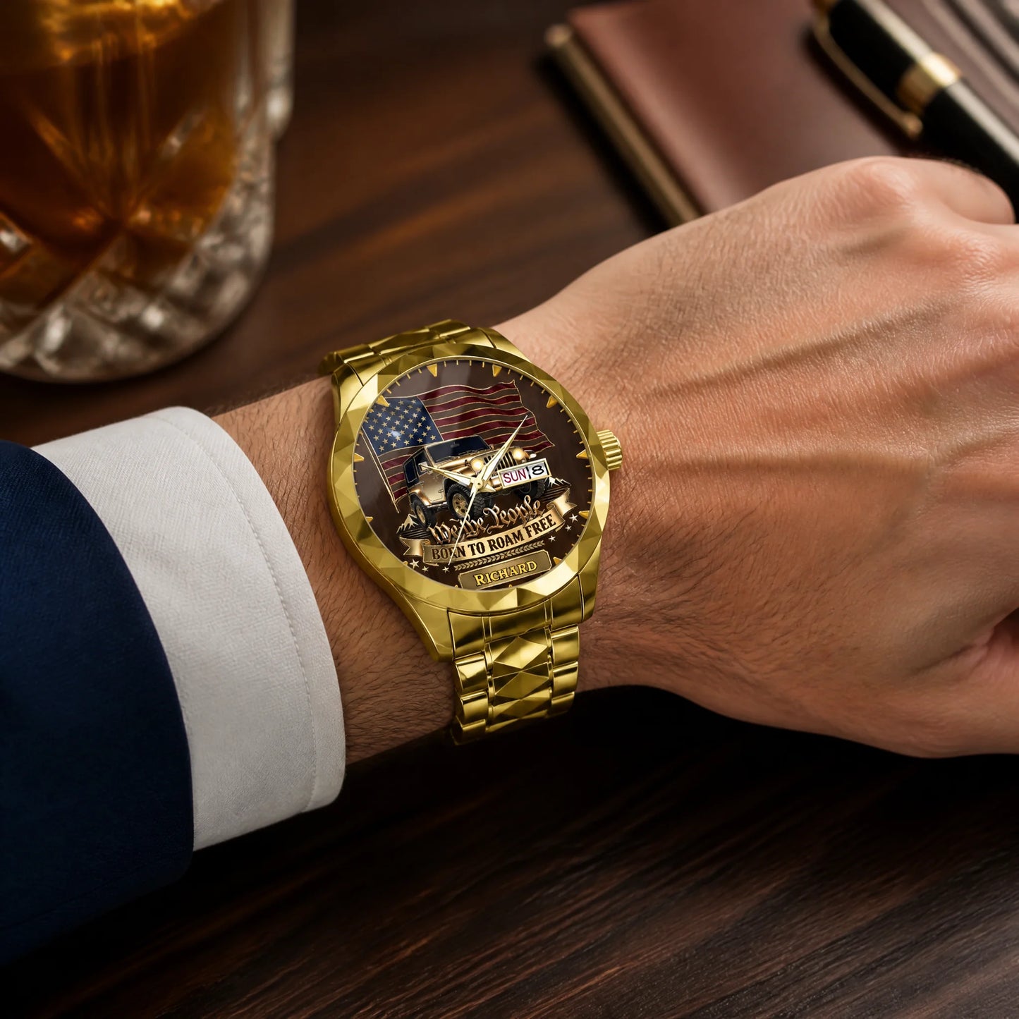Custom America 250th Anniversary Watch - Personalized Gifts For Off-Road Lovers, Dad & Husband - We The People Born To Roam Free