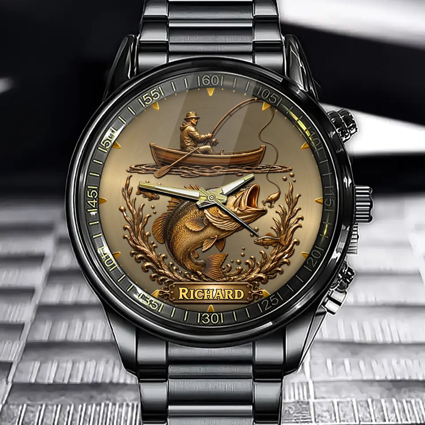 Custom Bass Fishing Watch - Personalized Gift for Fisherman, Dad or Husband