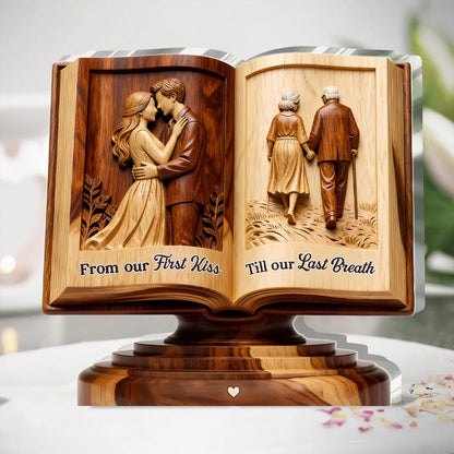Custom Shaped Acrylic Plaque - Personalized Couple Anniversary Gifts For Husband, Wife - From Our First Kiss Till Our Last Breath
