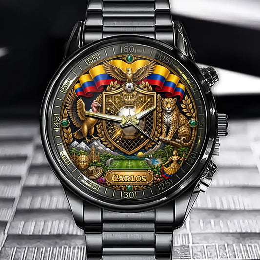 Custom Colombia Soccer Watch - Personalized Colombian Pride Gift For Football Fans