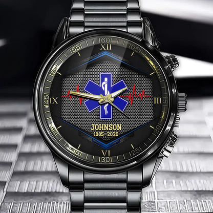 Custom First Responder Watch - Personalized EMS, EMT, Firefighter & Police Logo Gift With Name