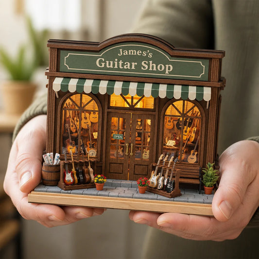 Custom Guitar Shop Wooden Plaque - Personalized Music Lover Gift
