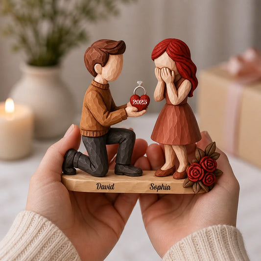 Custom Wooden Proposal Plaque - Personalized Newly Engaged Gifts For Couples - Forever Starts Today