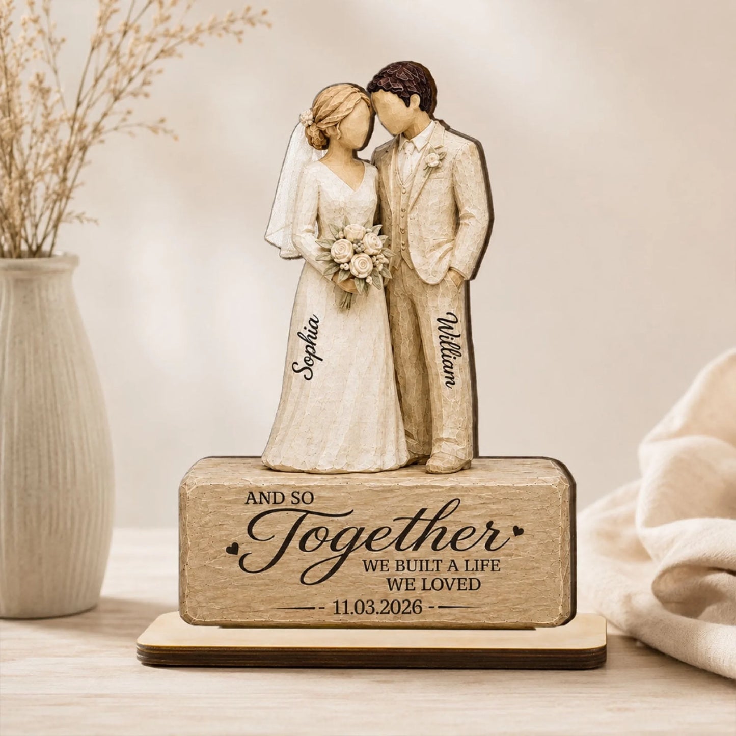 Wedding Couple 2D Flat - Personalized 2-Layered Woo