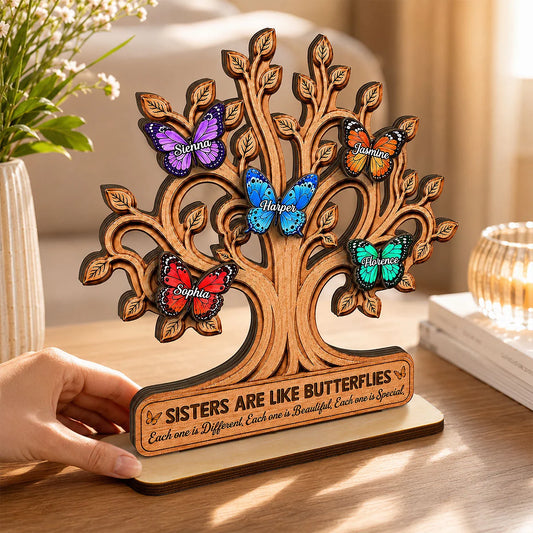 Custom Sisters Are Like Butterflies Wooden Plaque - Personalized Names Gift For Besties，Sisters