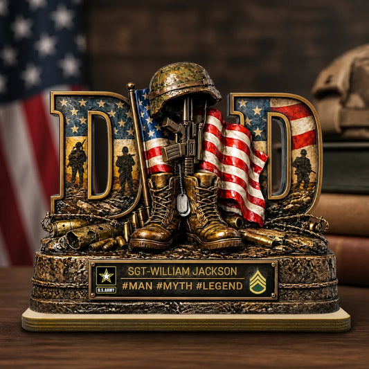 Custom Wooden Veteran Dad Plaque - Personalized Military Gifts For Dad - Man, Myth, Legend