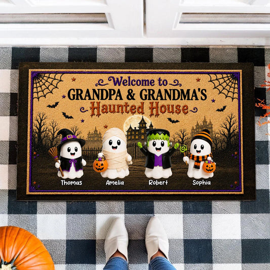 Custom Spooky Halloween Grandparents House Doormat - Personalized Grandkid Name Gift For Grandma Grandpa