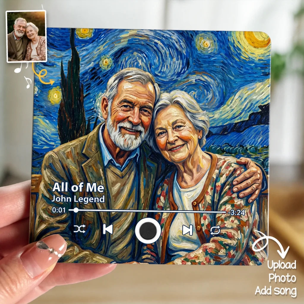 Custom Photo Music Fridge Magnet That Can Play Songs - Personalized Anniversary Wedding Gifts For Husband And Wife, Him And Her - Sweet Melodies, Wrinkly Smiles