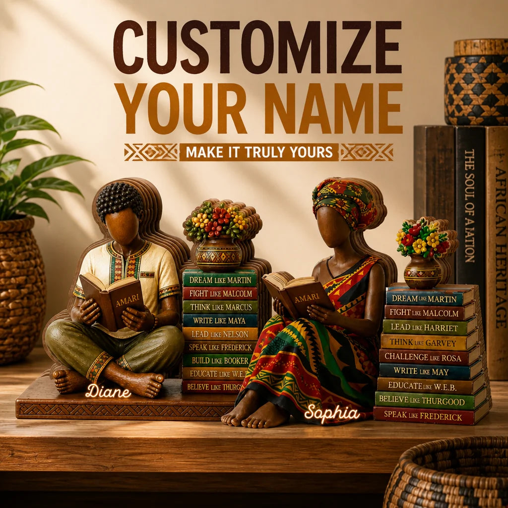 Custom Afrocentric Reading Wooden Plaque - Personalized Name Black History Gift
