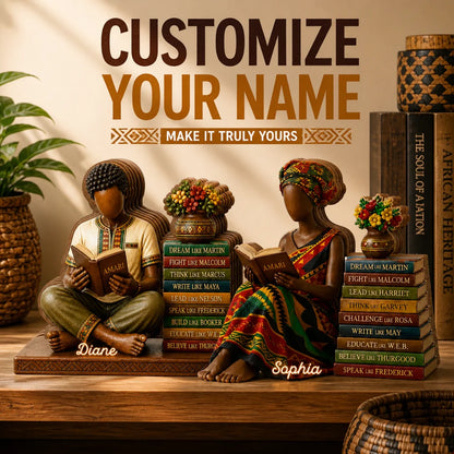 Custom Afrocentric Reading Wooden Plaque - Personalized Name Black History Gift